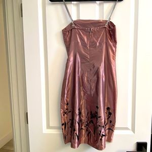 Metallic Rose Colored Strappy/Strapless Dress-Size 5/6